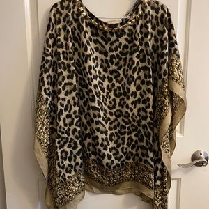Leopard Print Scarf Shirt